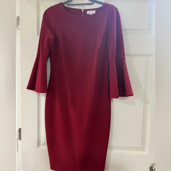 open lace back dress Buy Calvin Klein A-Line Dress w/CK Logo Zipper Front Red 8 at Amazon.in